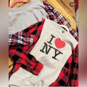 NY upcycled Flannel sweatshirts